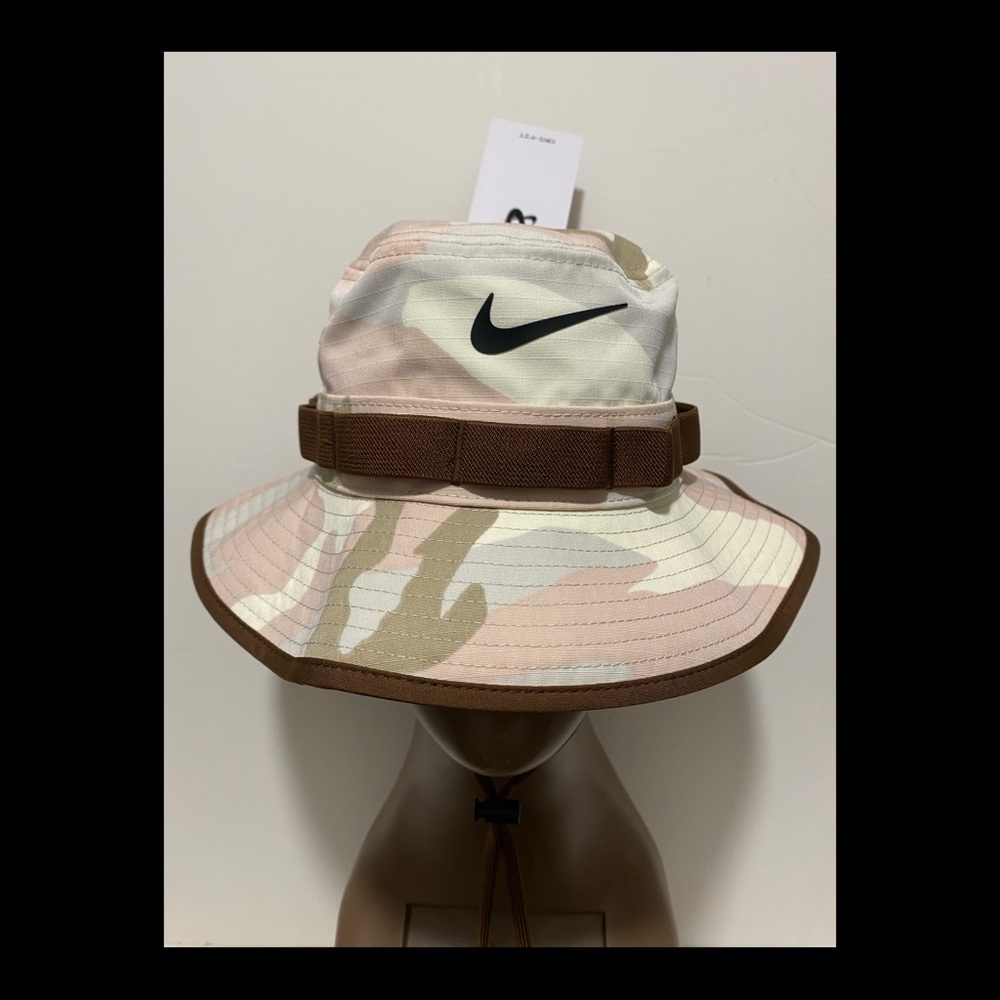 NIKE Adult Apex Camo Bucket Hat Coconut Milk/Cacao Wow Unisex sz NEW!!
